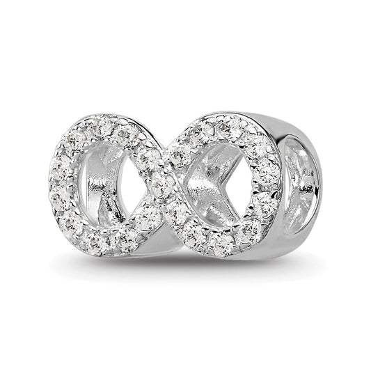 Sterling Silver Reflections Rhodium plated Cubic Zirconia Infinity Bead