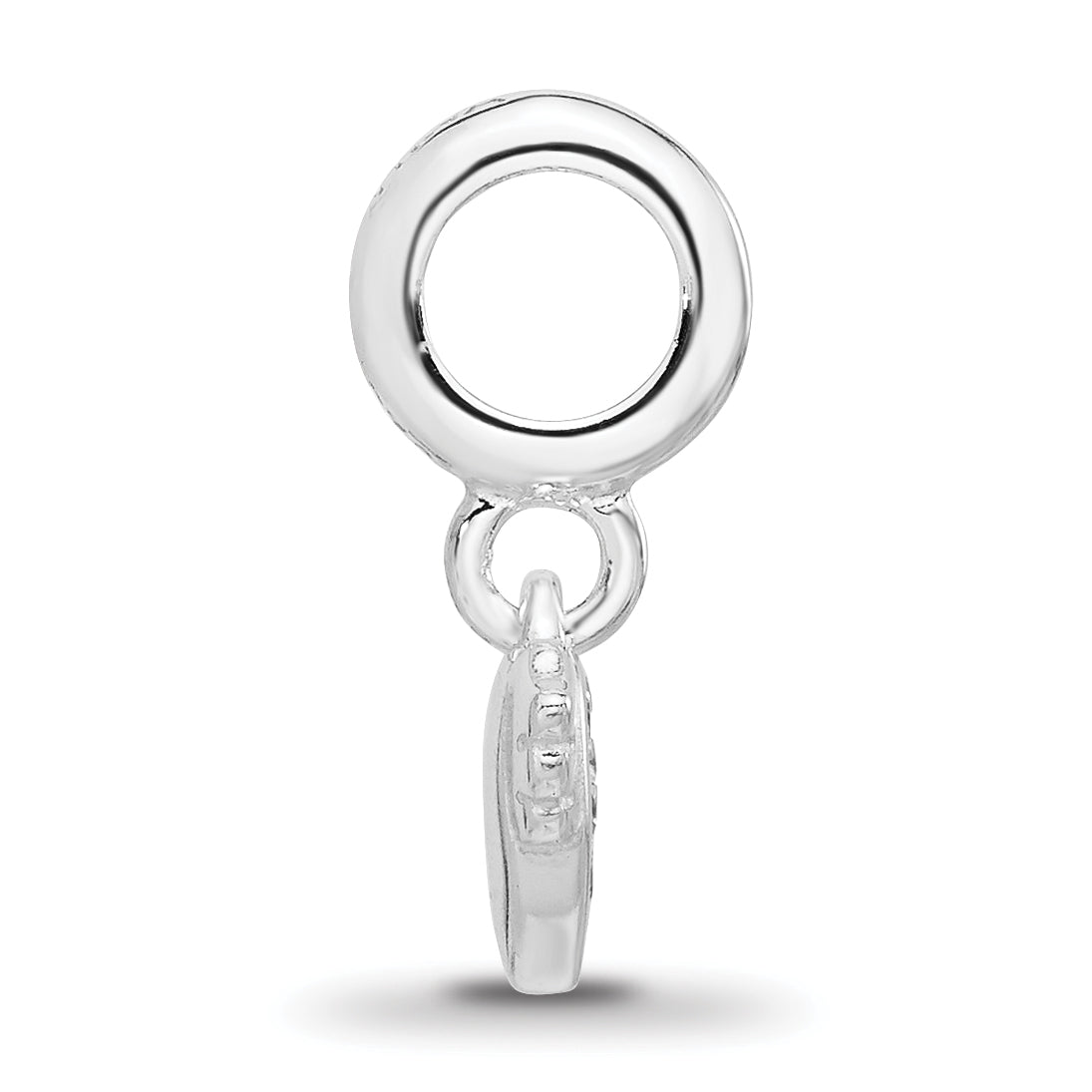 Sterling Silver Reflections Rh-plated Cubic Zirconia Heart with Wings Dangle Bead