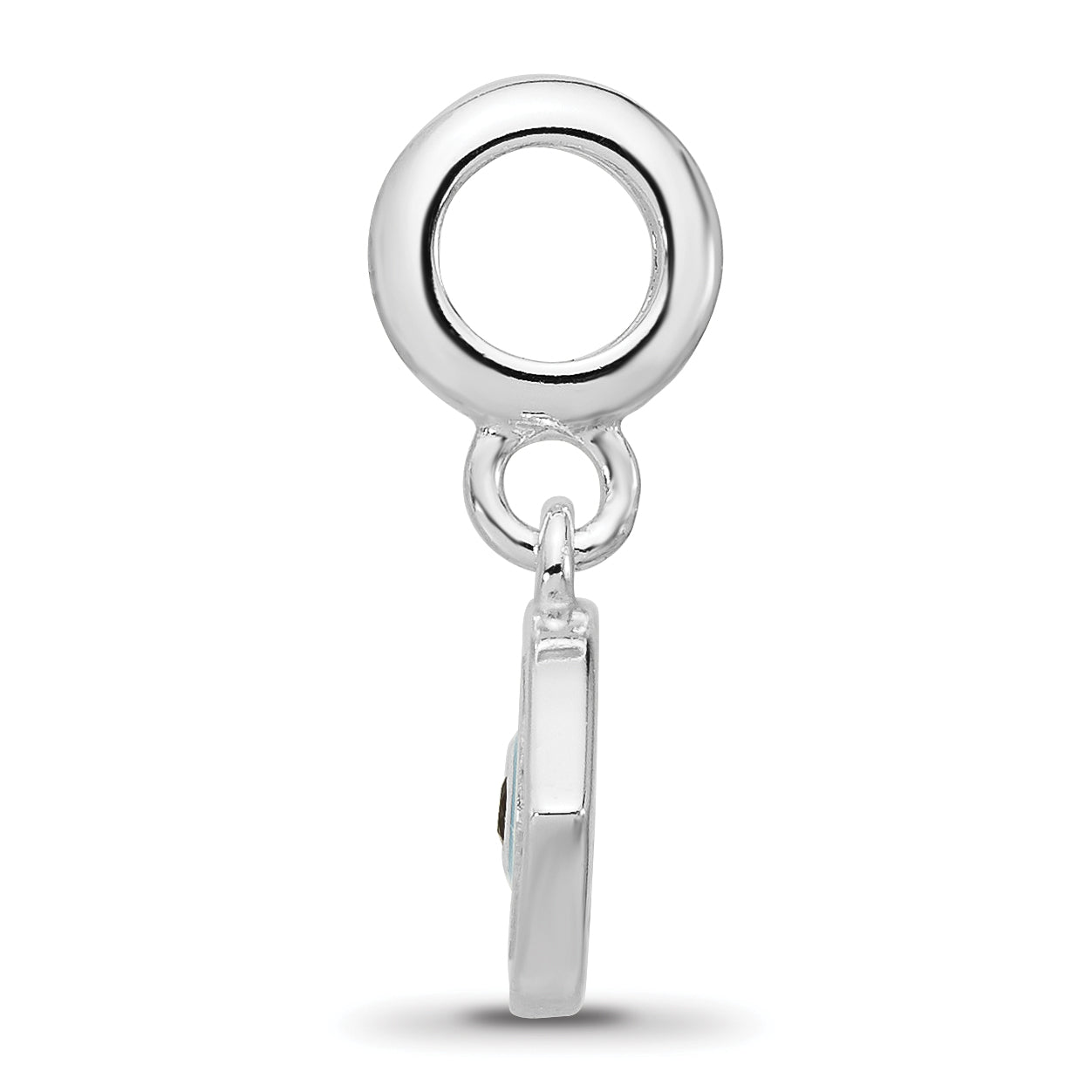 Sterling Silver Reflections Rh-plated Enamel & Cubic Zirconia Eye Dangle Bead