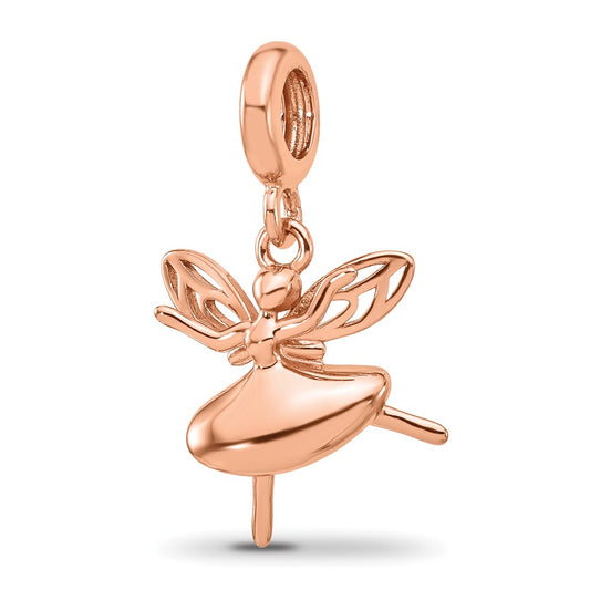 Sterling Silver Reflections Rose Gold plated Fairy Dangle Bead