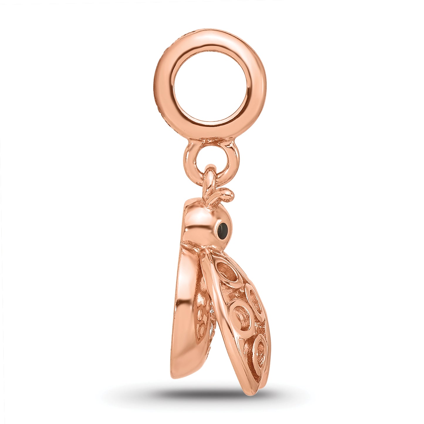 Sterling Silver Reflections Rose Gold plated Cubic Zirconia Lady Bug Dangle Bead