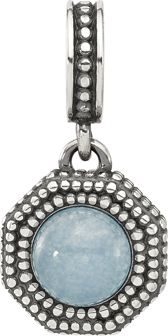 Sterling Silver Reflections Antiqued Blue Chalcedony Dangle Bead