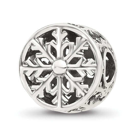 Sterling Silver Reflections Snowflake Circle Bead