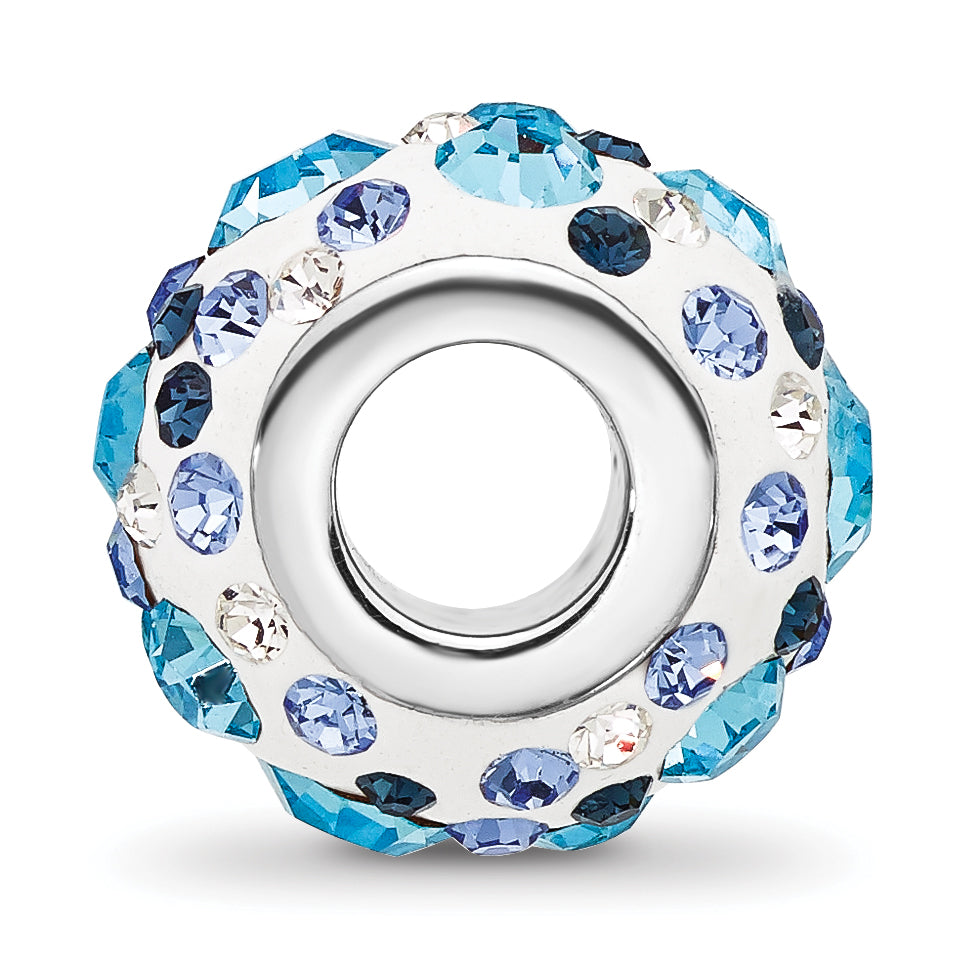 Sterling Silver Reflections Rhodium Plated Blue/White Preciosa Crystal Bead