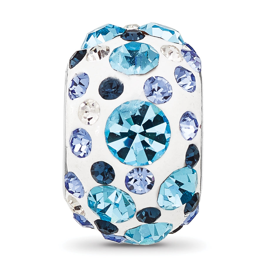 Sterling Silver Reflections Rhodium Plated Blue/White Preciosa Crystal Bead