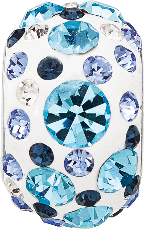 Sterling Silver Reflections Rhodium Plated Blue/White Preciosa Crystal Bead