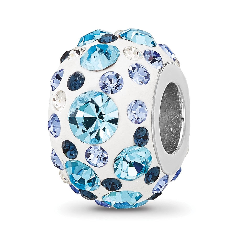 Sterling Silver Reflections Rhodium Plated Blue/White Preciosa Crystal Bead