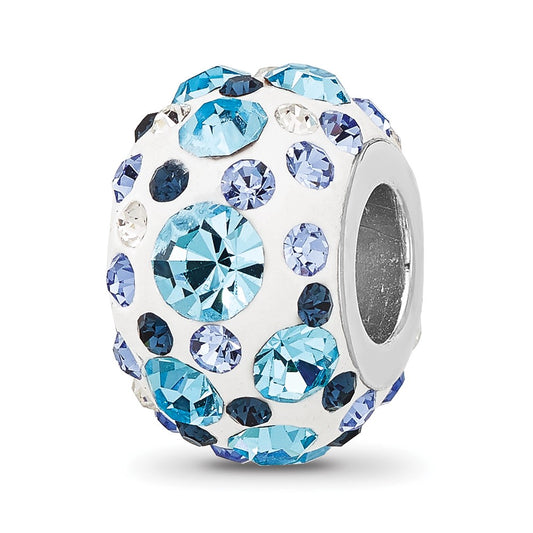 Sterling Silver Reflections Rhodium Plated Blue/White Preciosa Crystal Bead