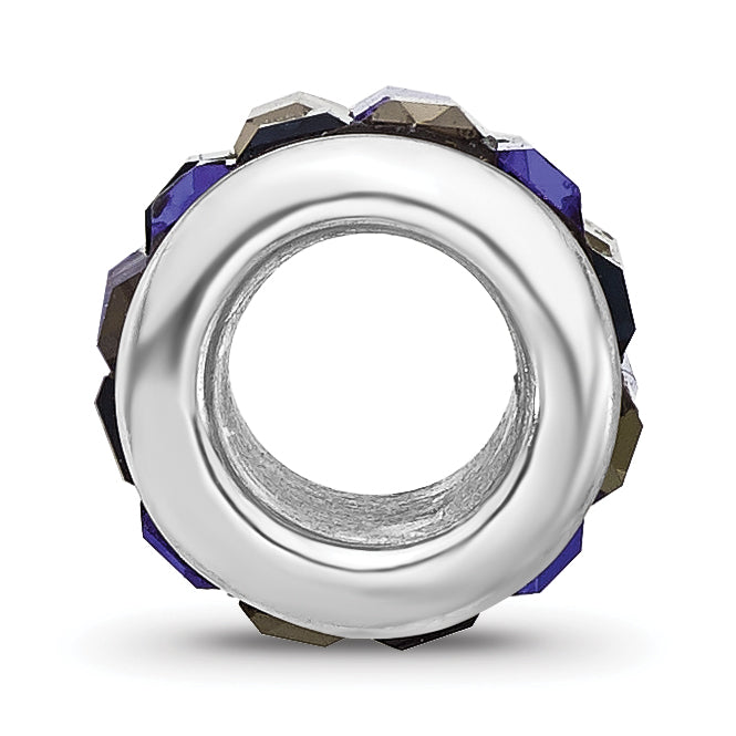 Sterling Silver Reflections Rhodium Plated Blue/Grey Preciosa Crystal Bead
