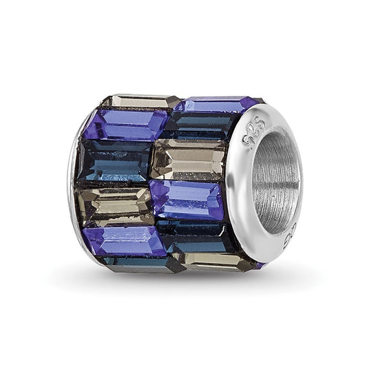 Sterling Silver Reflections Rhodium Plated Blue/Grey Preciosa Crystal Bead