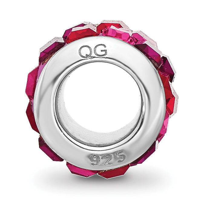 Sterling Silver Reflections Rhodium Plated Pink/Red Preciosa Crystal Bead