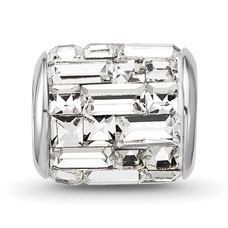 Sterling Silver Reflections Rhodium plated Clear Preciosa Crystal Bead