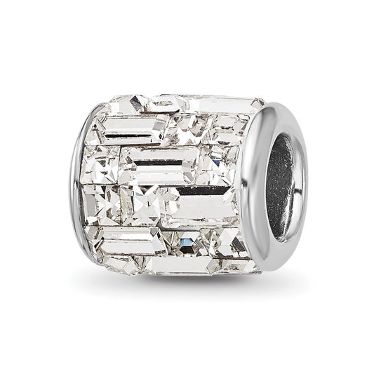 Sterling Silver Reflections Rhodium plated Clear Preciosa Crystal Bead