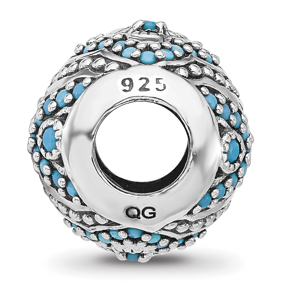 Sterling Silver Reflections Rhodium plated Blue Nano Crystal Bead