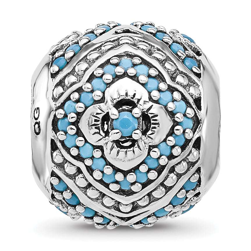 Sterling Silver Reflections Rhodium plated Blue Nano Crystal Bead