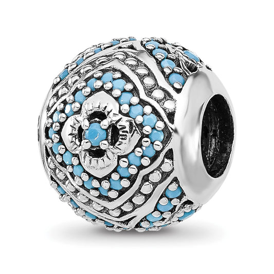 Sterling Silver Reflections Rhodium plated Blue Nano Crystal Bead