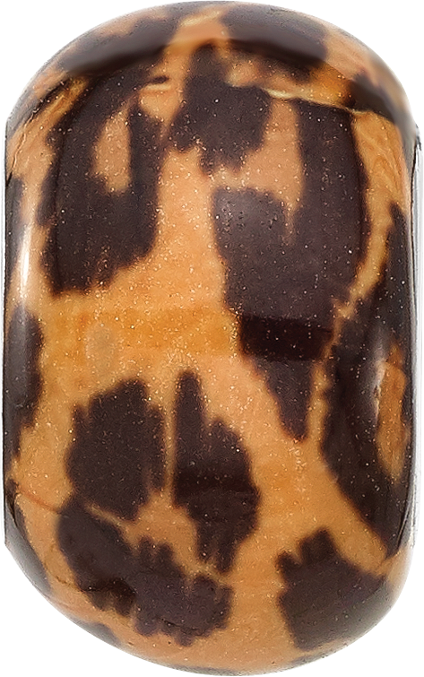 Sterling Silver Reflections Rhodium plated Leopard Foil Enamel Overlay Bead