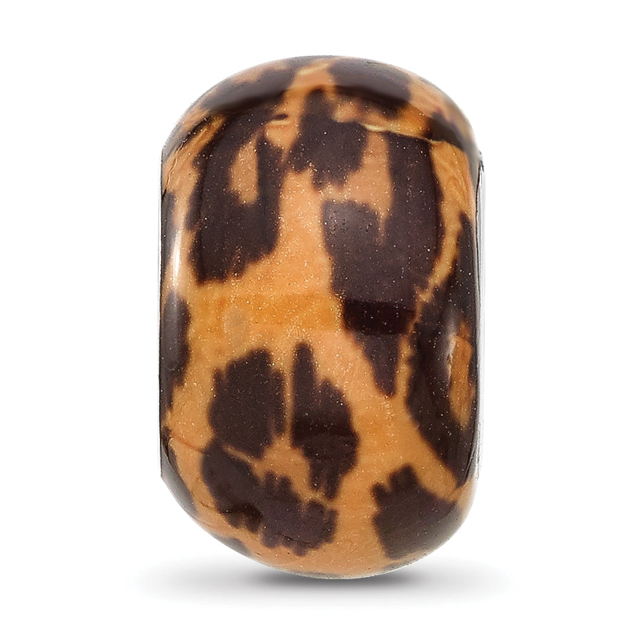 Sterling Silver Reflections Rhodium plated Leopard Foil Enamel Overlay Bead