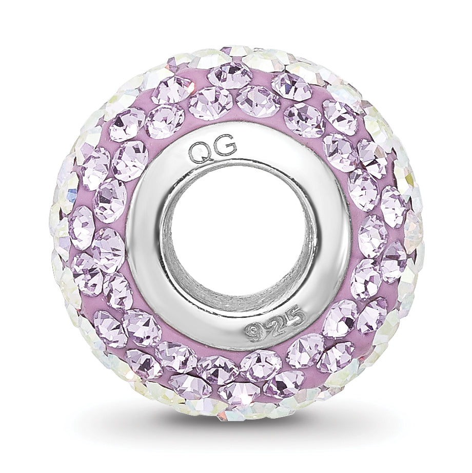 Sterling Silver Reflections Rhodium Plated Purple/Iridecent Preciosa Crystal Beads