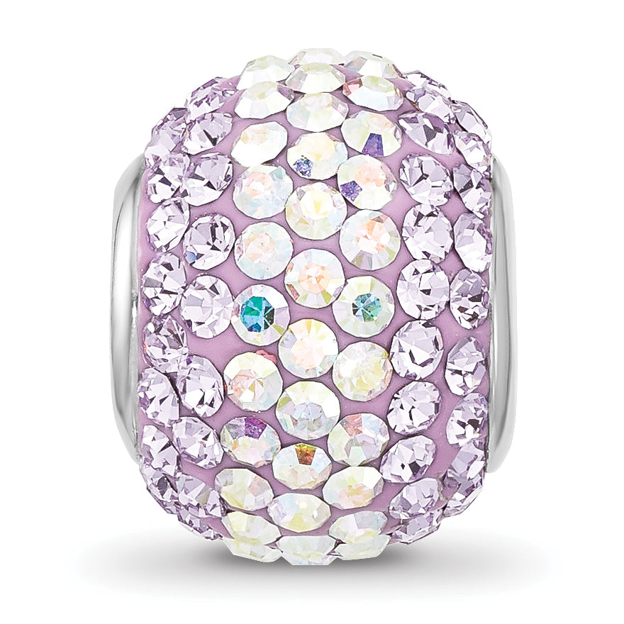 Sterling Silver Reflections Rhodium Plated Purple/Iridecent Preciosa Crystal Beads