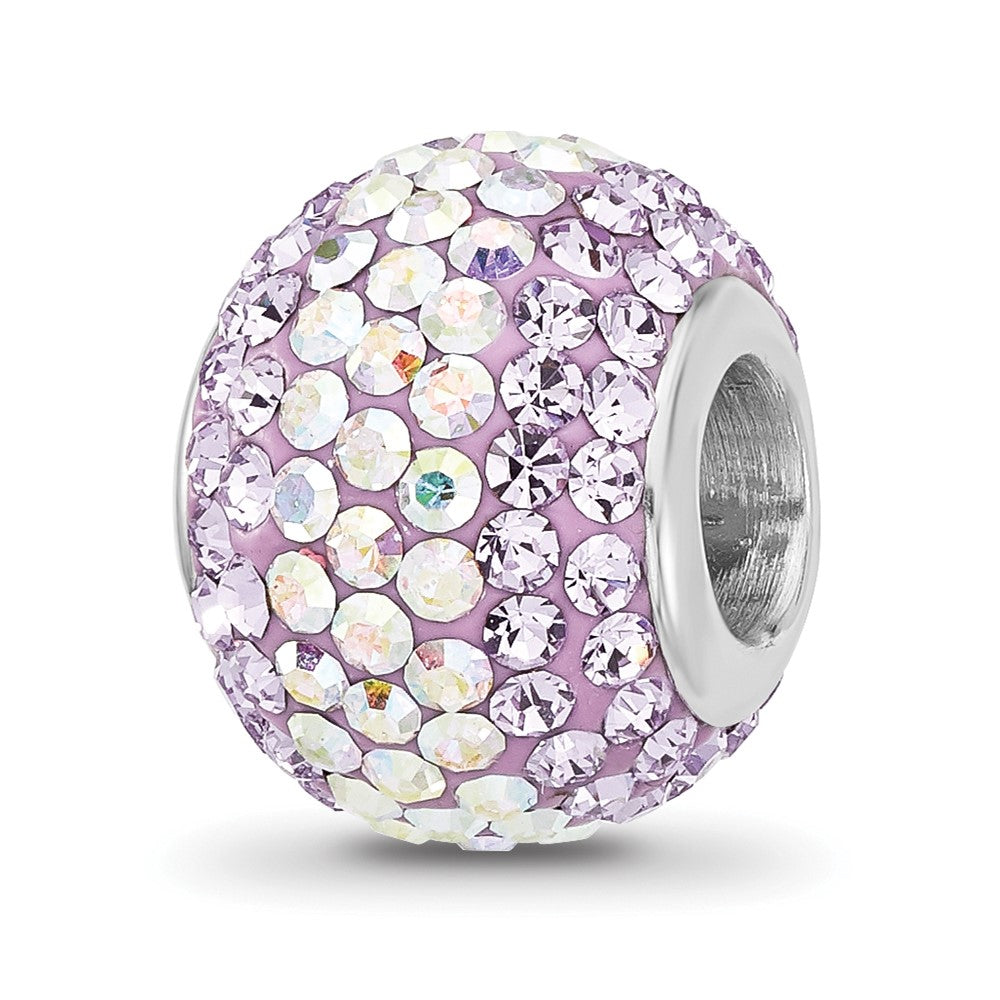 Sterling Silver Reflections Rhodium Plated Purple/Iridecent Preciosa Crystal Beads