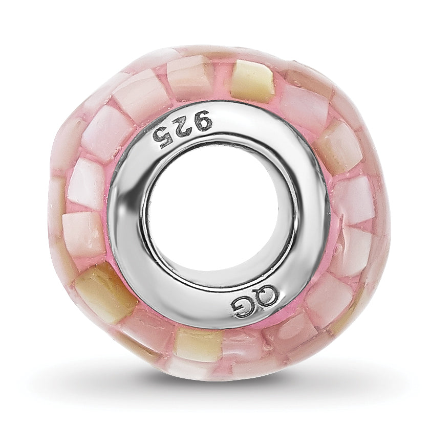 Sterling Silver Reflections Rhodium plated Pink Mother Of Pearl Bead