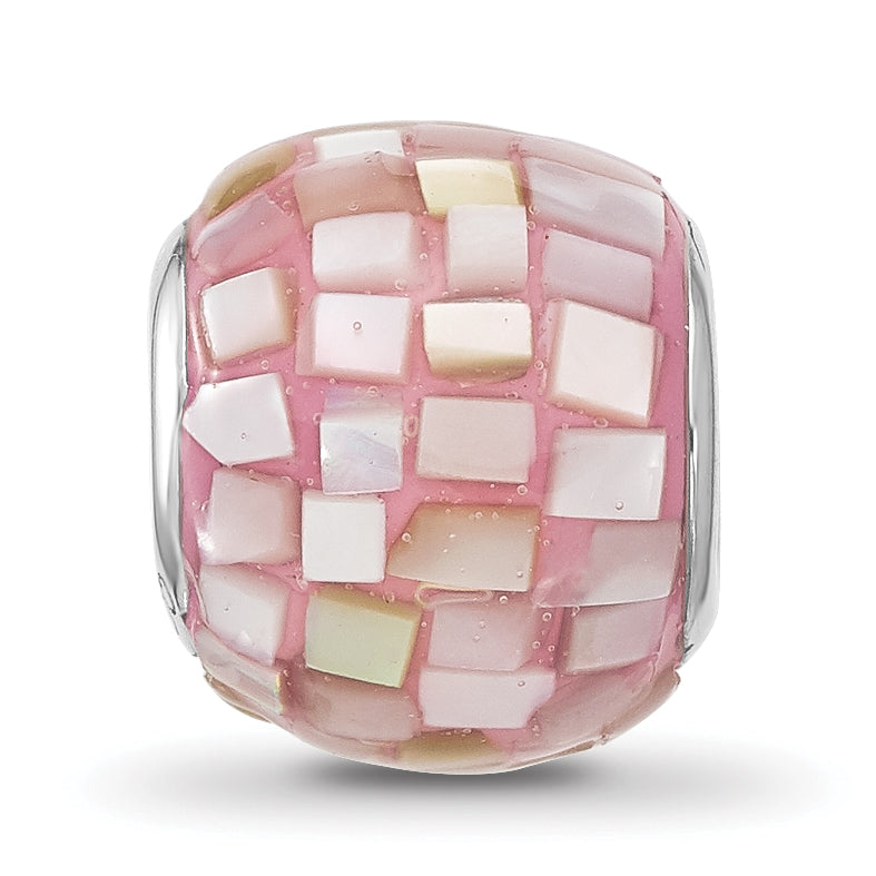 Sterling Silver Reflections Rhodium plated Pink Mother Of Pearl Bead