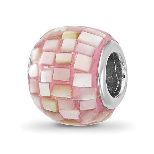 Sterling Silver Reflections Rhodium plated Pink Mother Of Pearl Bead