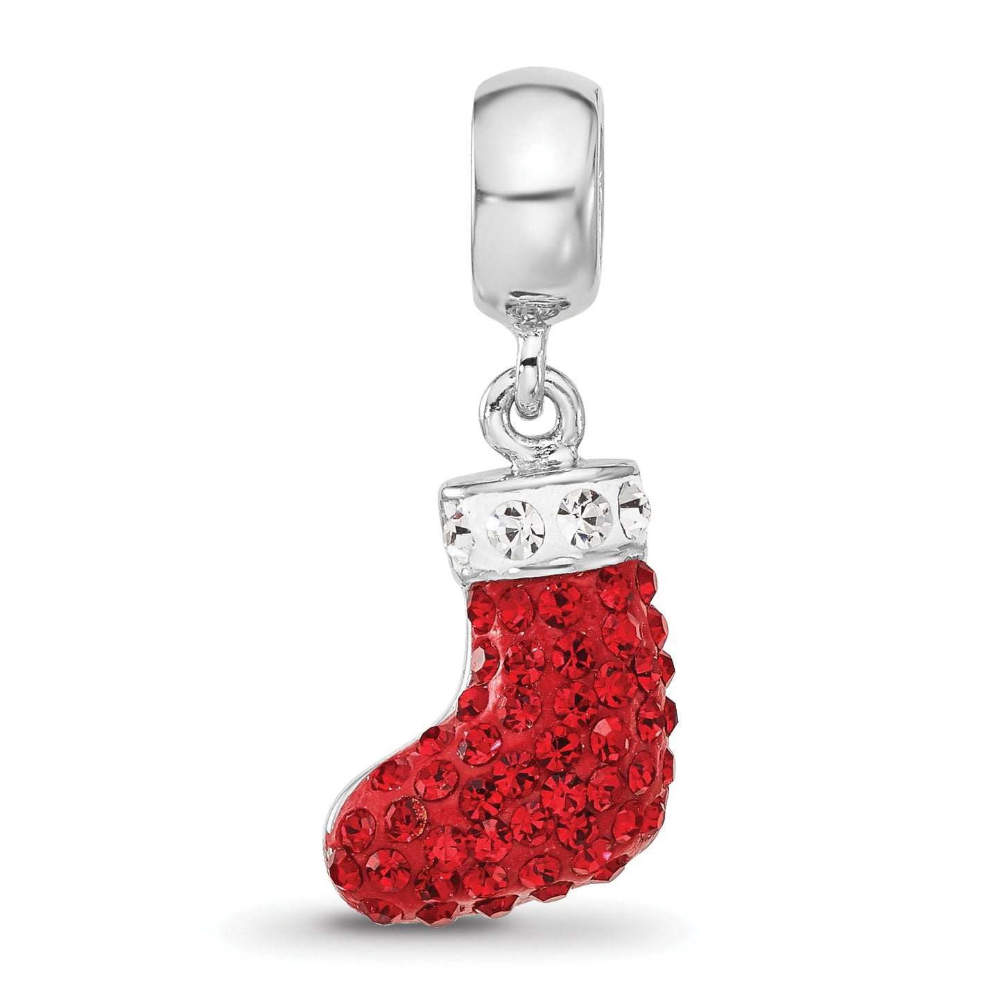 Sterling Silver Reflections RH-plated Christmas Stocking Preciosa Crystal Beads