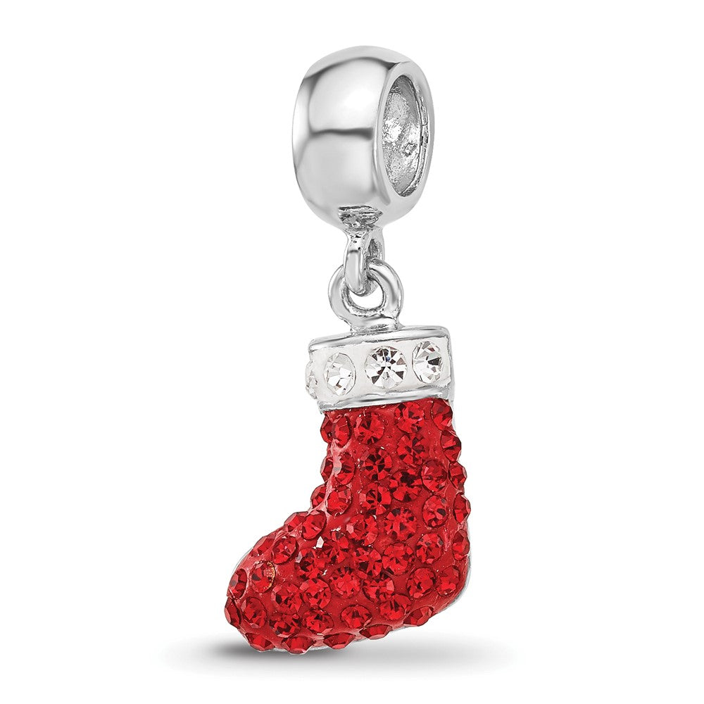 Sterling Silver Reflections RH-plated Christmas Stocking Preciosa Crystal Beads