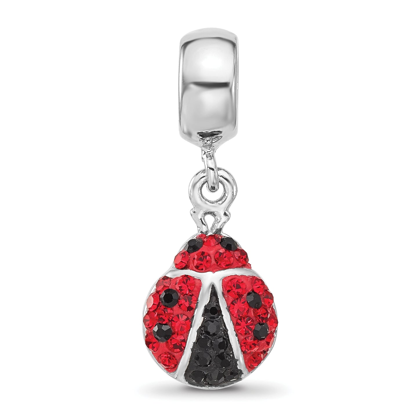 Sterling Silver Reflections Rhodium plated Lady Bug Preciosa Crystal Bead