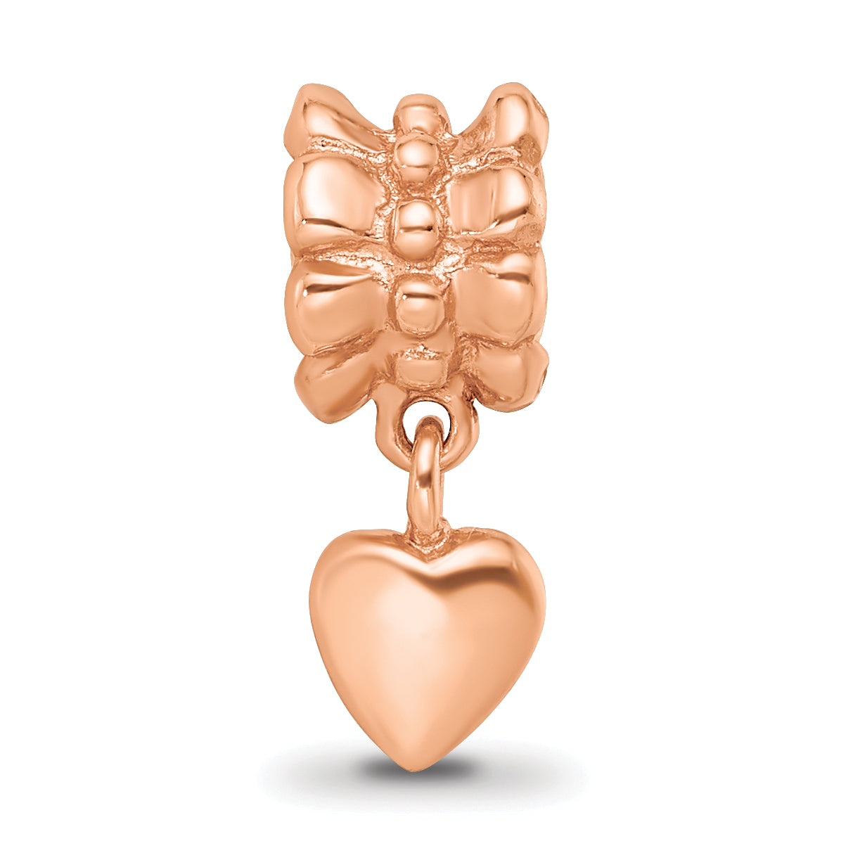 Sterling Silver Reflections Rose Gold plated Heart Dangle Bead