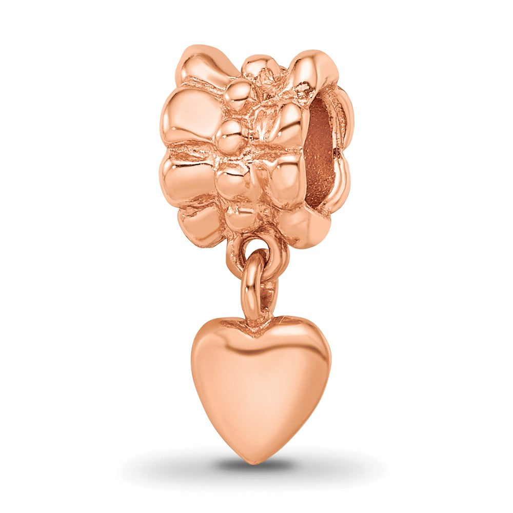 Sterling Silver Reflections Rose Gold plated Heart Dangle Bead