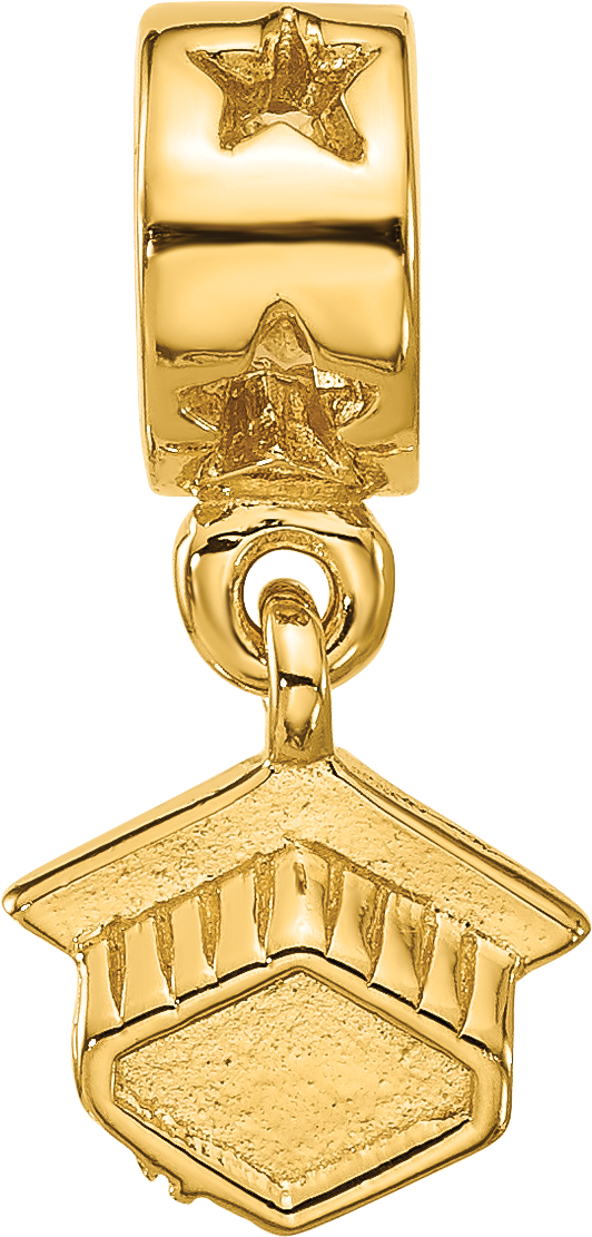 Sterling Silver Reflections Gold plated Graduation Cap Dangle Bead