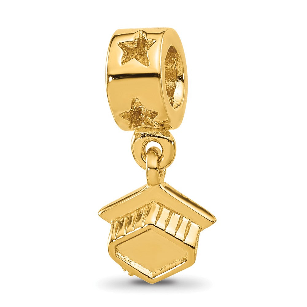 Sterling Silver Reflections Gold plated Graduation Cap Dangle Bead