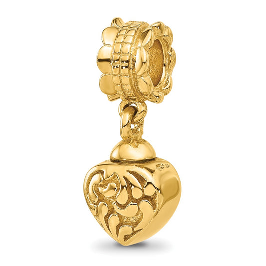 Sterling Silver Reflections Gold plated Heart Ash Holder Dangle Bead