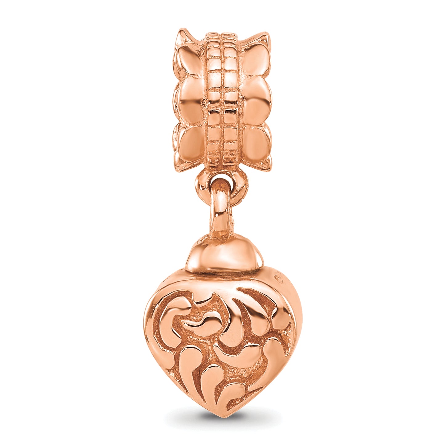 Sterling Silver Reflections Rose Gold plated Heart Ash Holder Dangle Bead