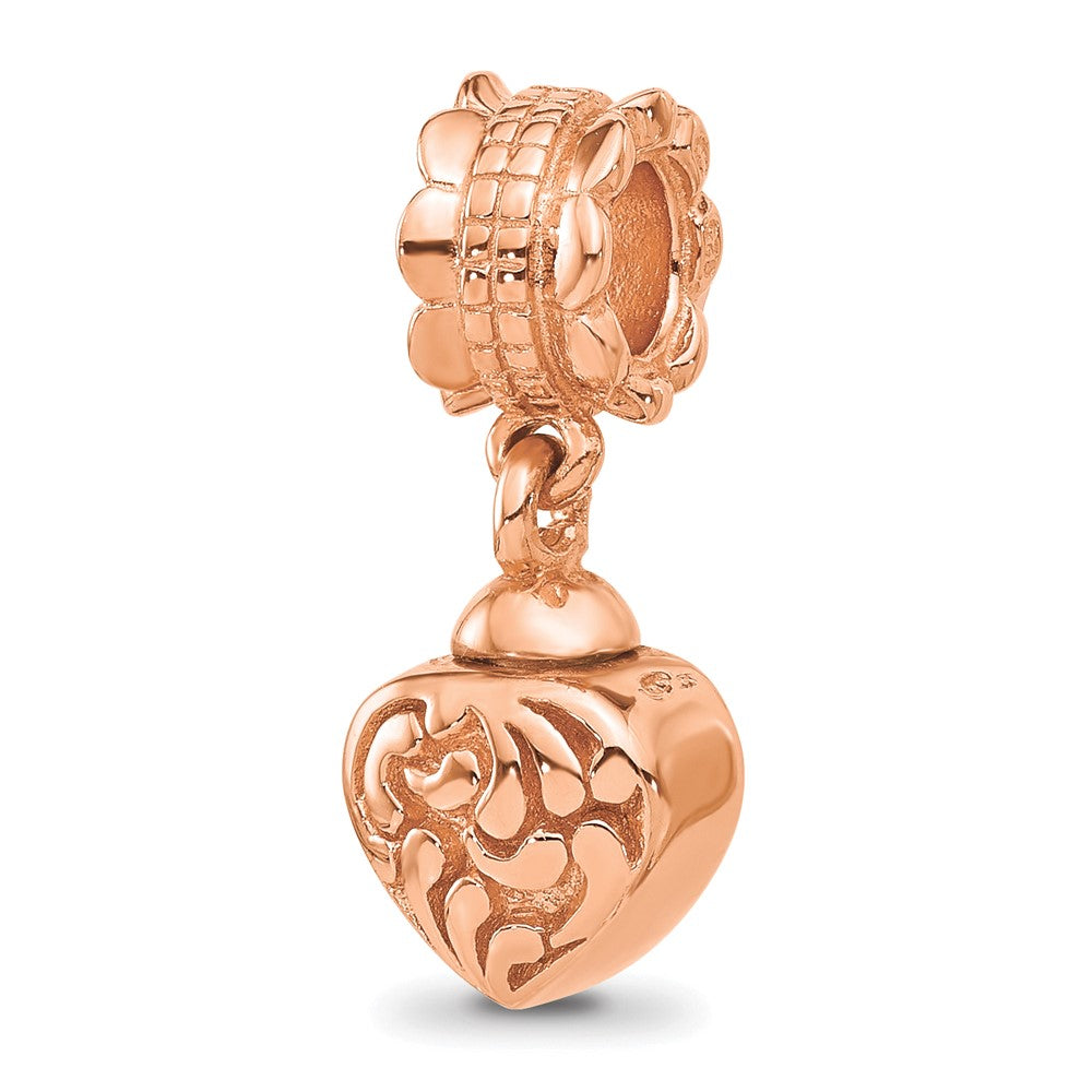 Sterling Silver Reflections Rose Gold plated Heart Ash Holder Dangle Bead