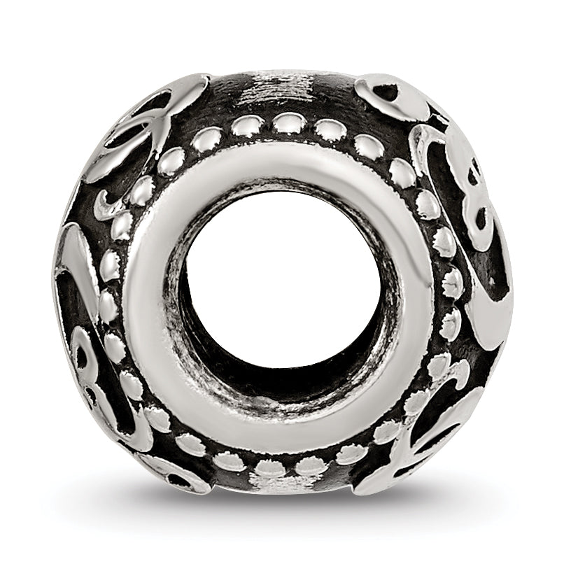 Sterling Silver Reflections Oxidized Personalized Monogram Bead