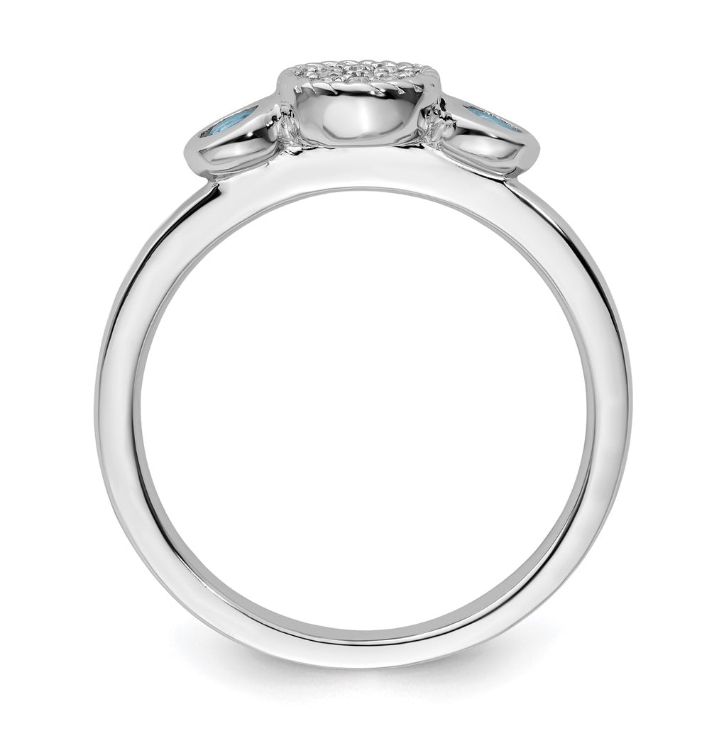 Sterling Silver Stackable Expressions Double Round Aquamarine & Diamond Ring – Elegant Jewelry Gift for Birthday, Anniversary, Engagement, Wedding