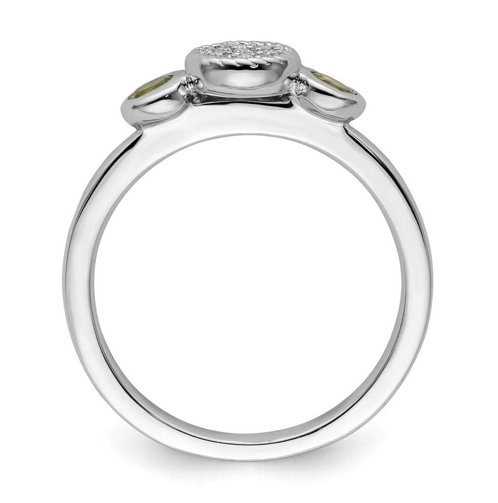 Sterling Silver Stackable Expressions Double Round Aquamarine & Diamond Ring – Elegant Jewelry Gift for Birthday, Anniversary, Engagement, Wedding