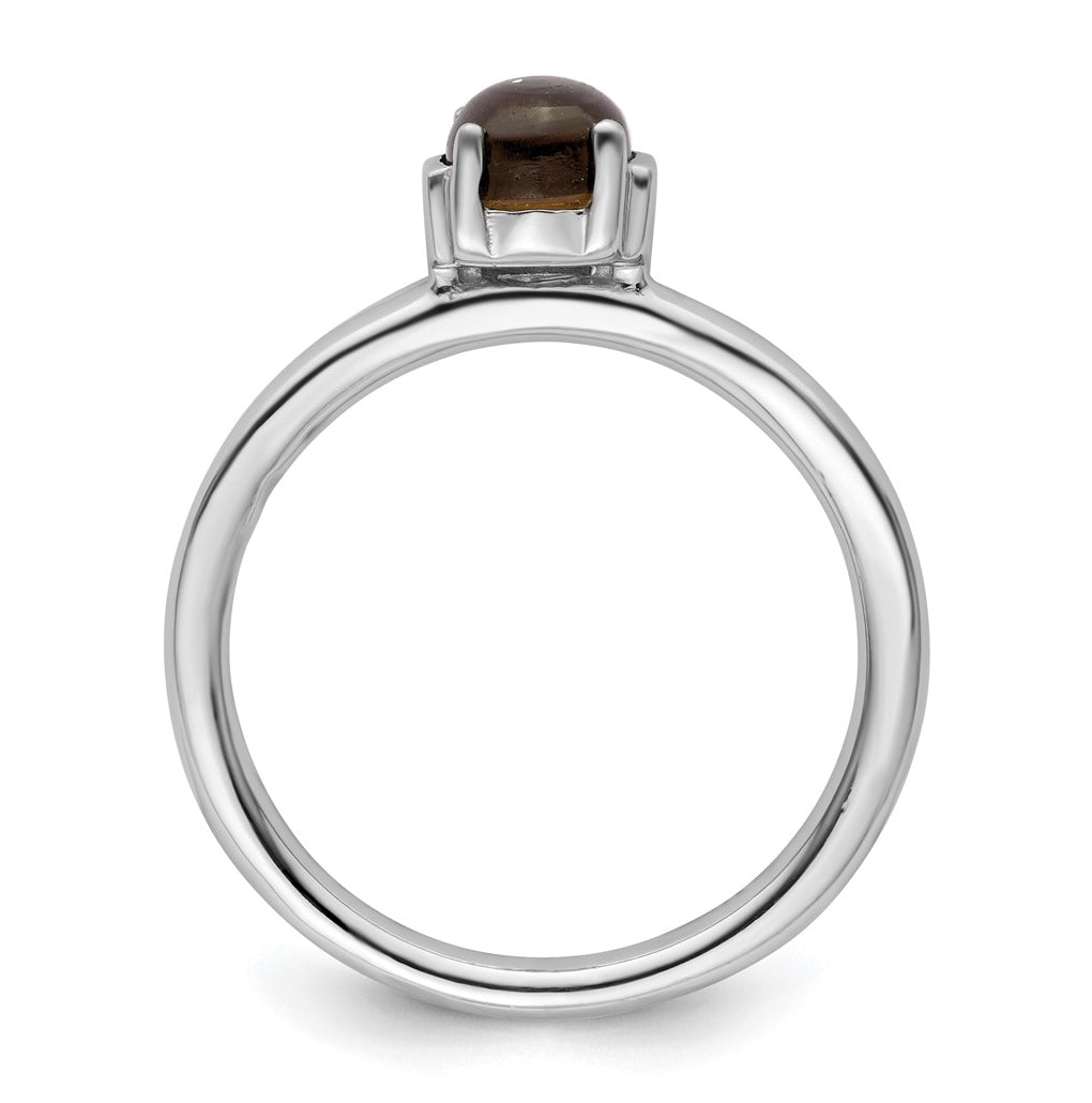 Sterling Silver Stackable Expressions Polished Smoky Quartz Ring – Elegant Jewelry Gift for Birthday, Anniversary, Engagement, Wedding