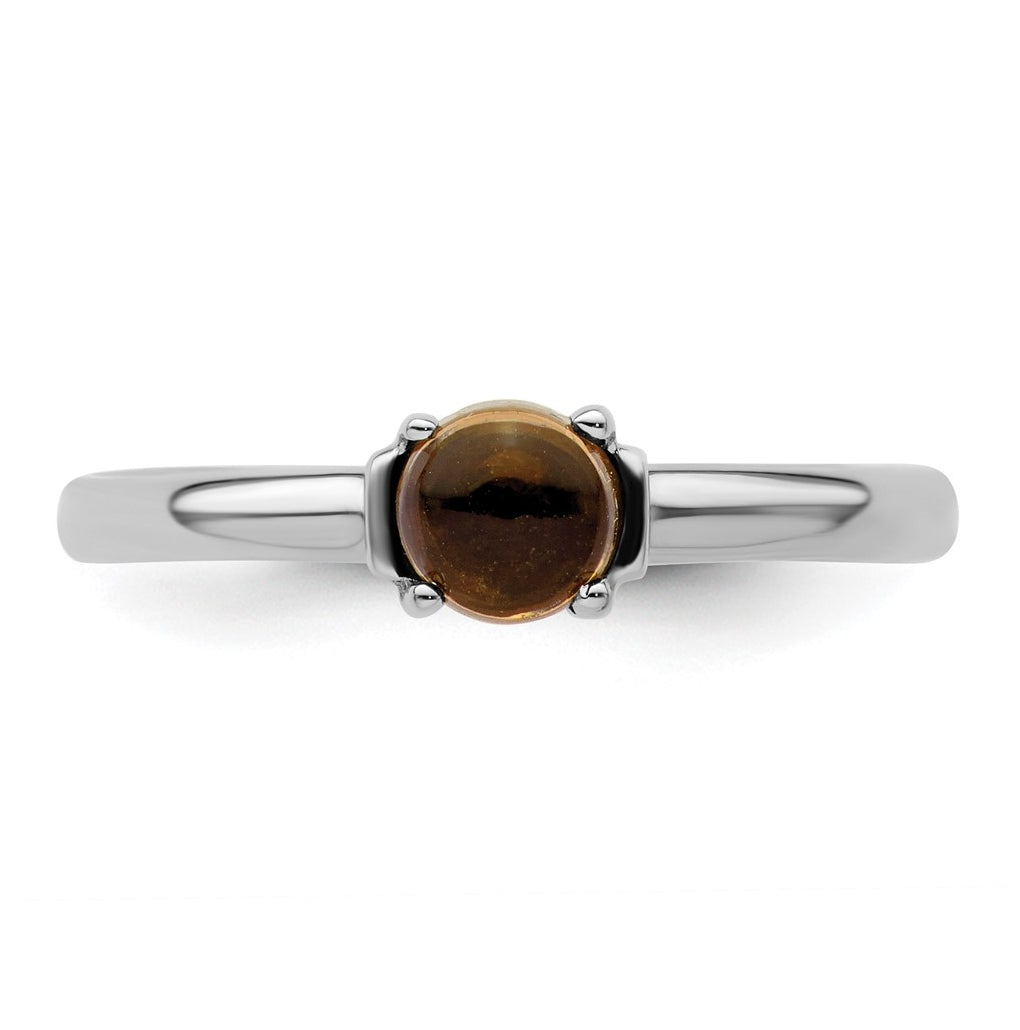 Sterling Silver Stackable Expressions Polished Smoky Quartz Ring – Elegant Jewelry Gift for Birthday, Anniversary, Engagement, Wedding