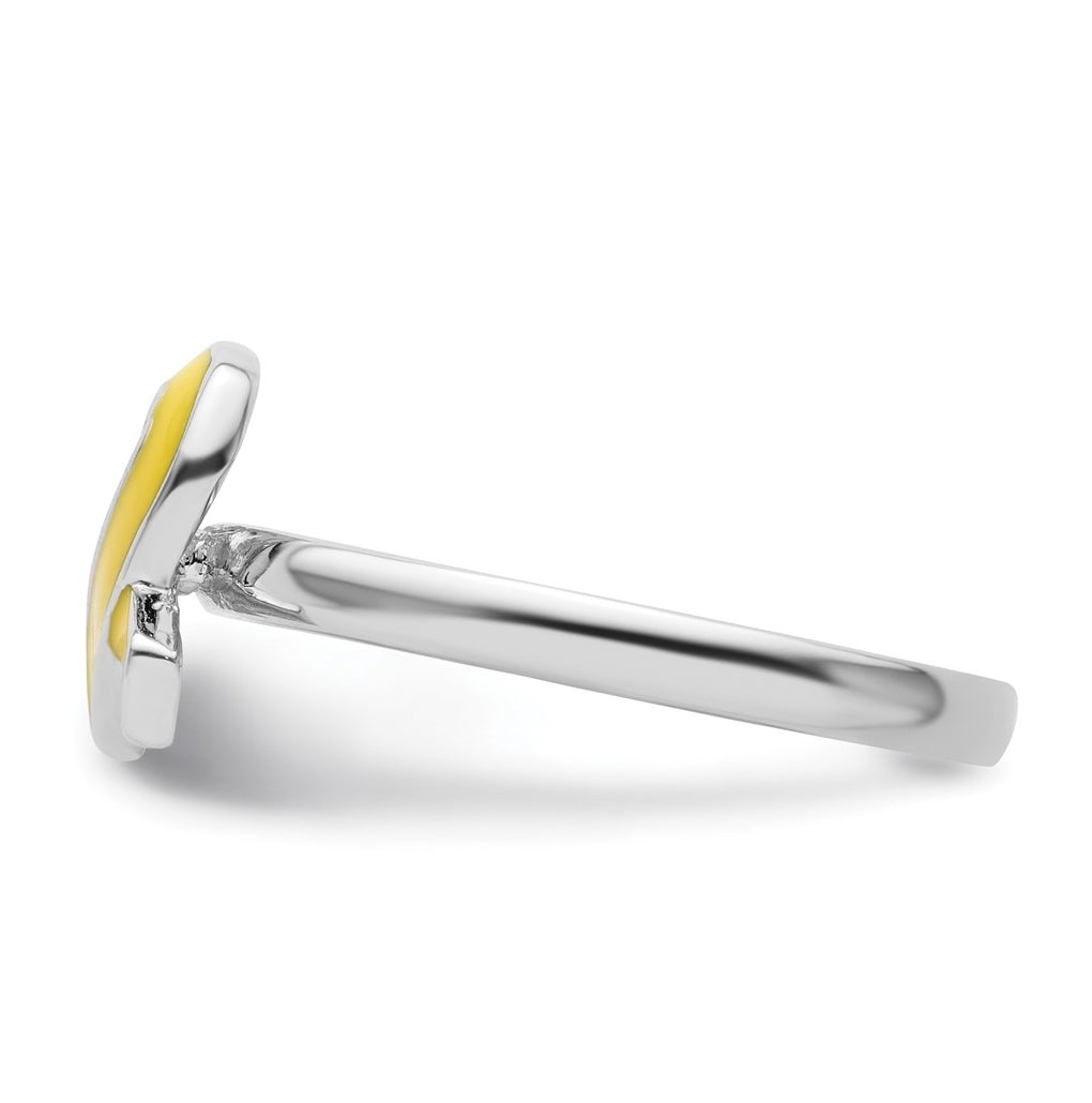 Sterling Silver Stackable Expressions Yellow Enameled Awareness Ribbon Ring – Elegant Jewelry Gift for Birthday, Anniversary, Engagement, Wedding