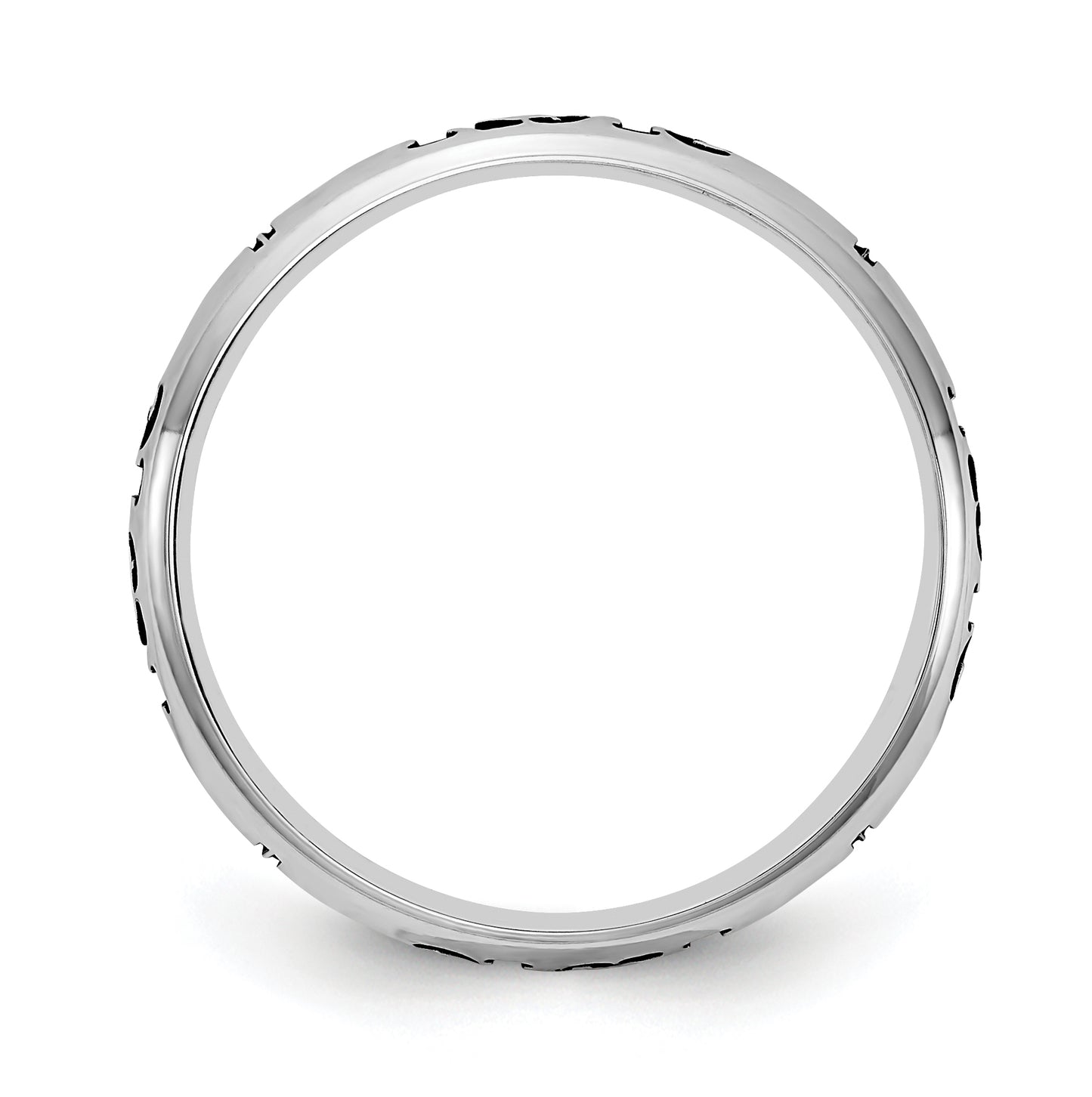 Sterling Silver Rh-plt Stackable Expressions Personalized with Cross Ring, Size 8