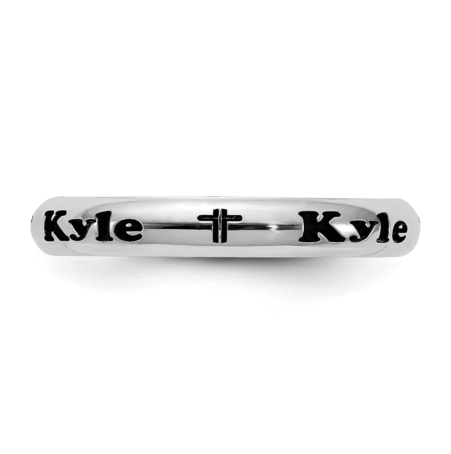 Sterling Silver Rh-plt Stackable Expressions Personalized with Cross Ring, Size 7