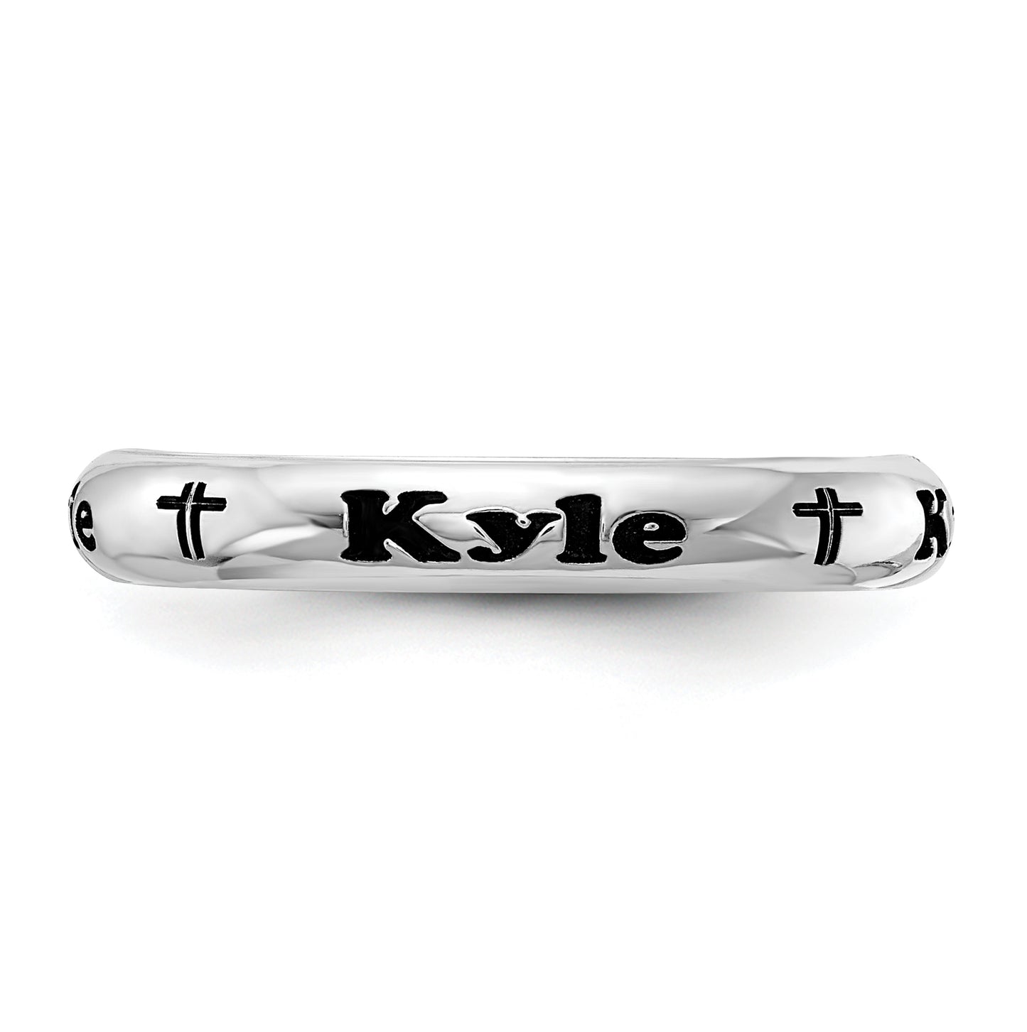 Sterling Silver Rh-plt Stackable Expressions Personalized with Cross Ring, Size 9