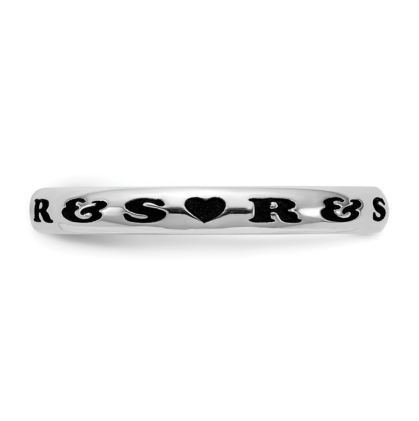 Sterling Silver Rh-plt Stackable Expressions Personalized with Heart Ring, Size 8