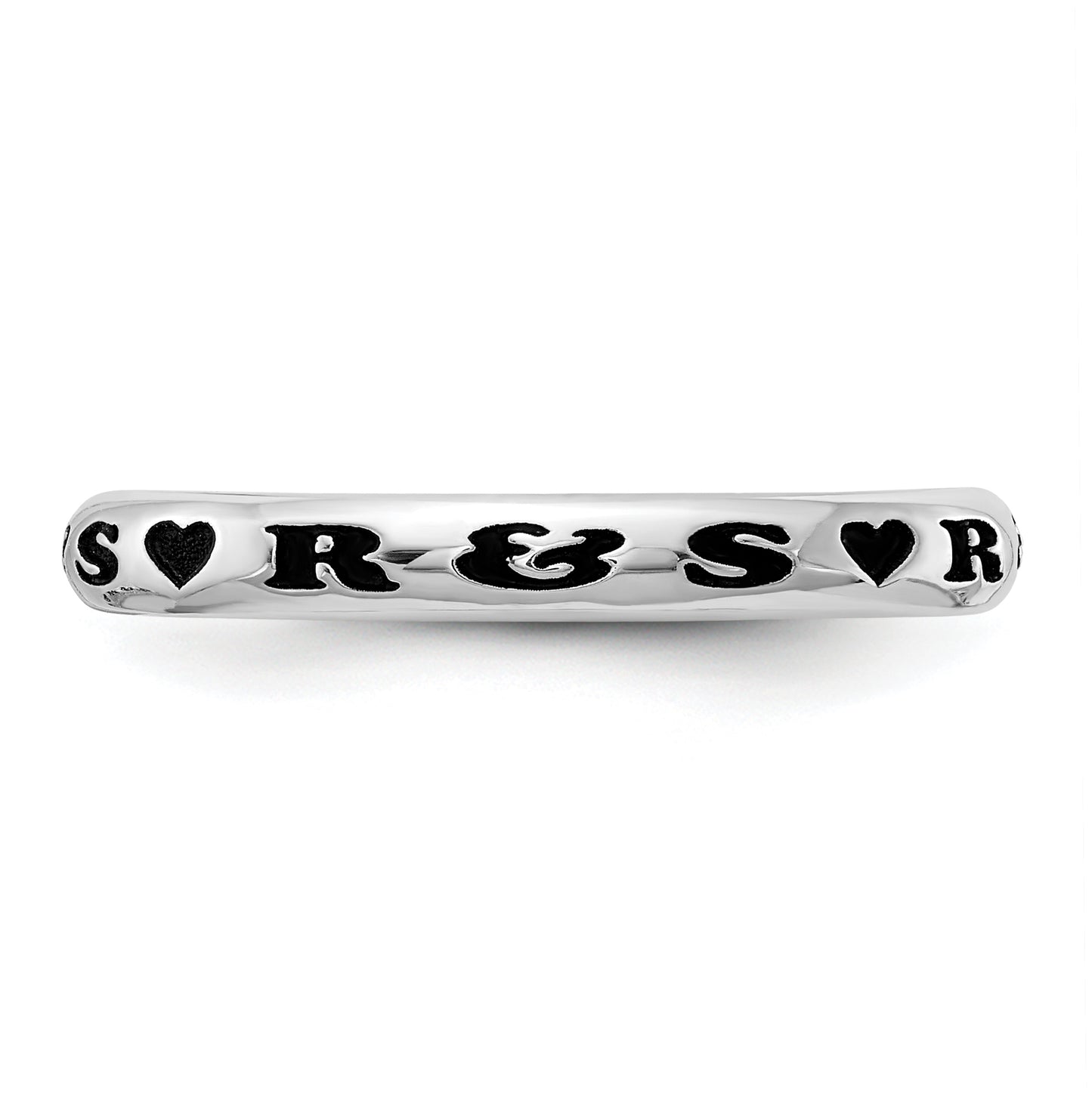 Sterling Silver Rh-plt Stackable Expressions Personalized with Heart Ring, Size 8