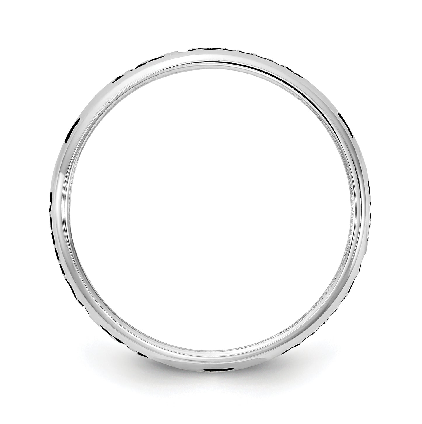 Sterling Silver Rhodium Plated Stackable Expressions Personalized with  Paw Print Ring, Size 6